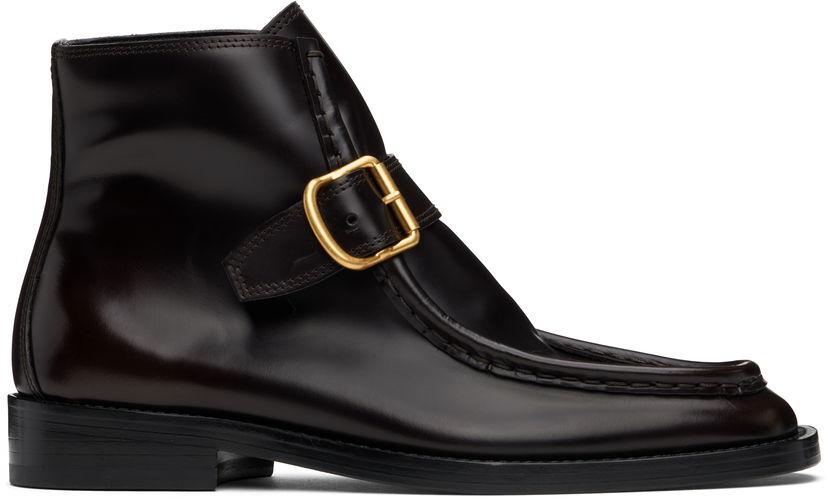 Tenisice i cipele Dries Van Noten Buckle Leather Boots Smeđa | WS242-1381-107