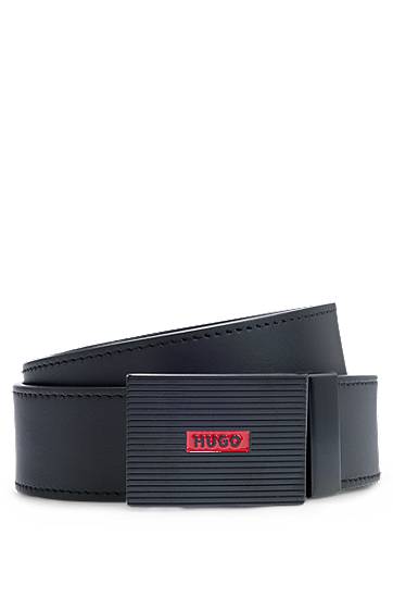 Pojasevi BOSS HUGO Reversible Leather Belt with Plaque Buckle Crna | 50537121