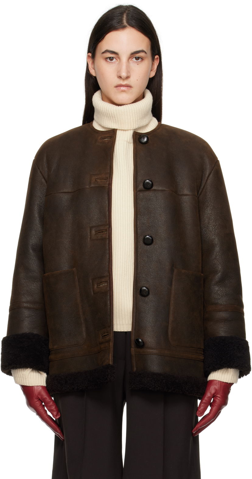Jakna Max Mara Weekend Max Mara Shearling Jacket Smeđa | 2425416013600