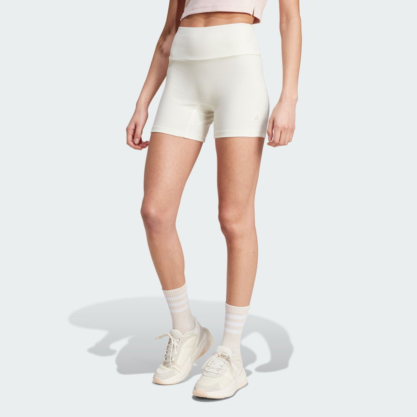 Kratke hlače adidas Performance Lounge Ribbed High-Waist Bike Shorts Bijela | IY6740
