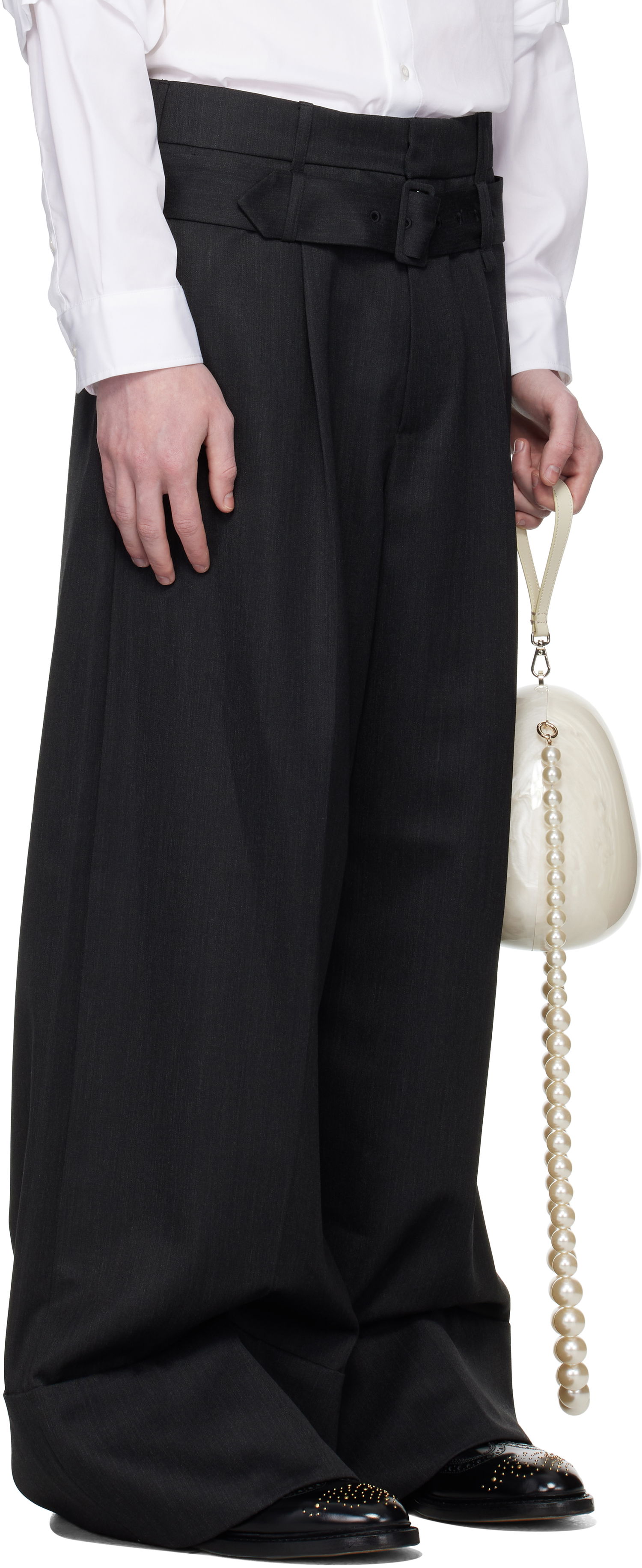 Hlače Simone Rocha Simone Rocha Wide Leg Multi Belt Loop Trousers Crna | 4159 1217, 1