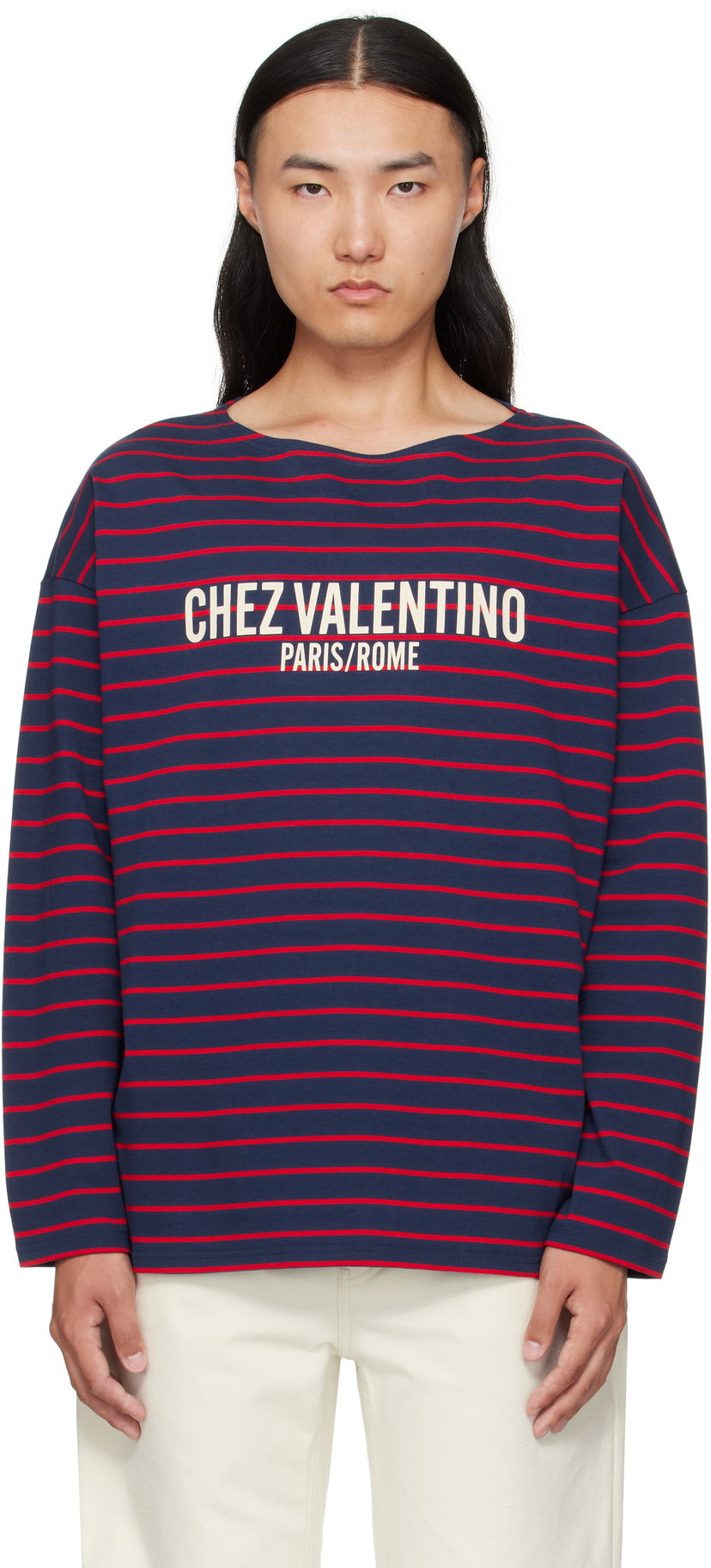 Majica kratkih rukava Valentino Valentino 'Chez Valentino' Print Long Sleeve T-Shirt Tamnoplava | 7V3MG16RAYJ