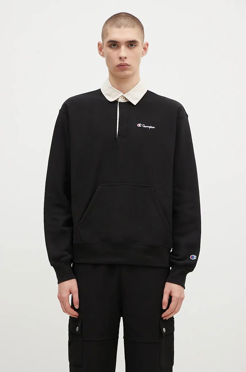 Dukserice Champion Polo Neck Sweatshirt Crna | 220708
