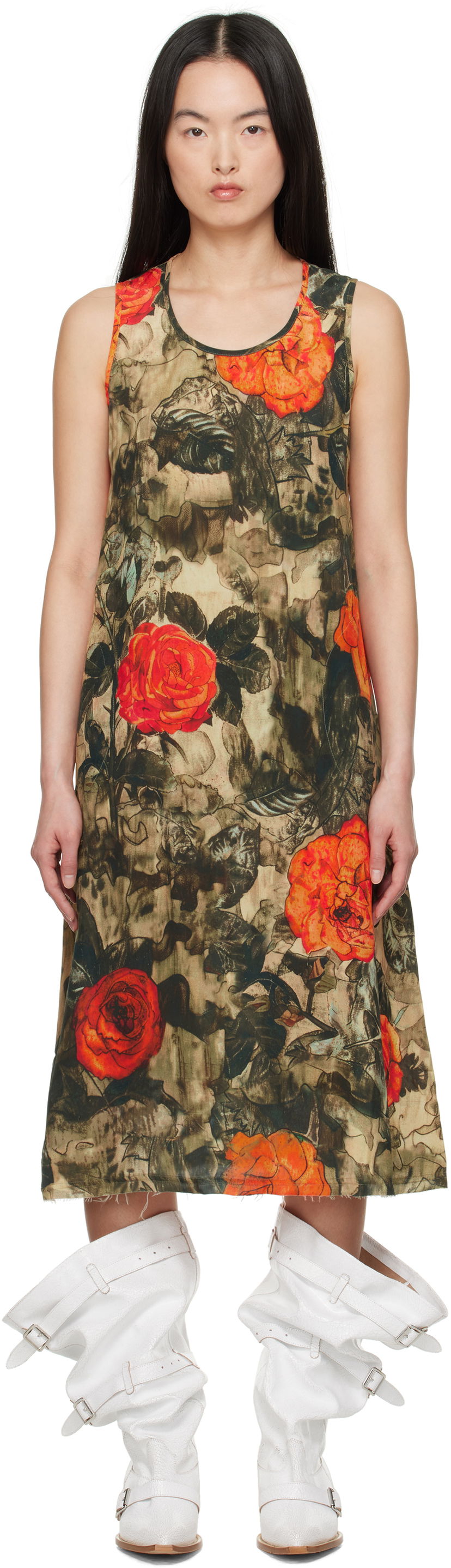 Haljina R13 R13 Sleeveless Rose Print Midi Dress Višebojno | R13WR304-R535A