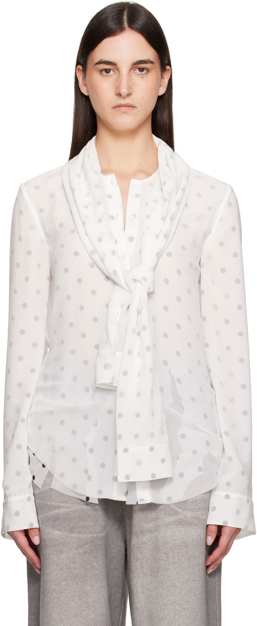 Košulja Acne Studios Acne Studios Layered Polka Dot Blouse Bijela | AC0721-
