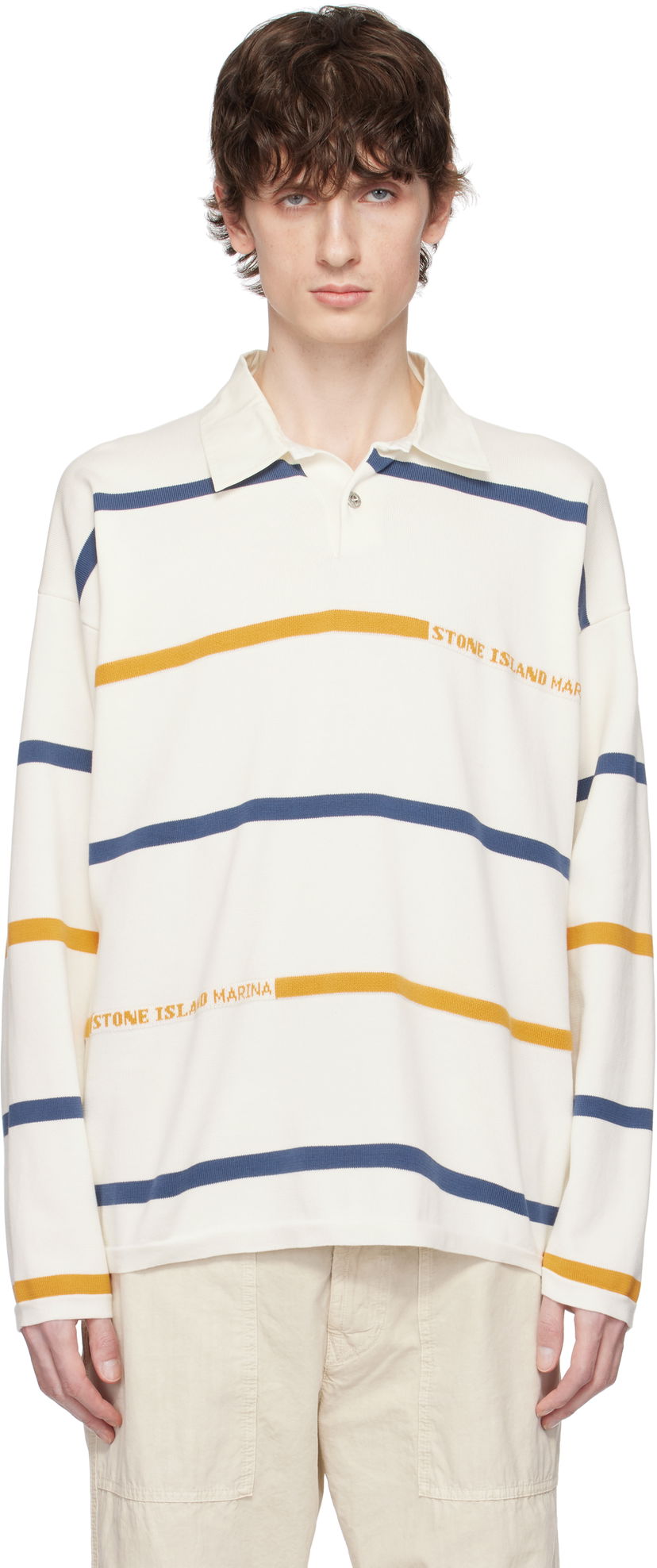 Polo majica Stone Island Stone Island Striped Organic Cotton Polo Bijela | K1S15 5100035 S00XB