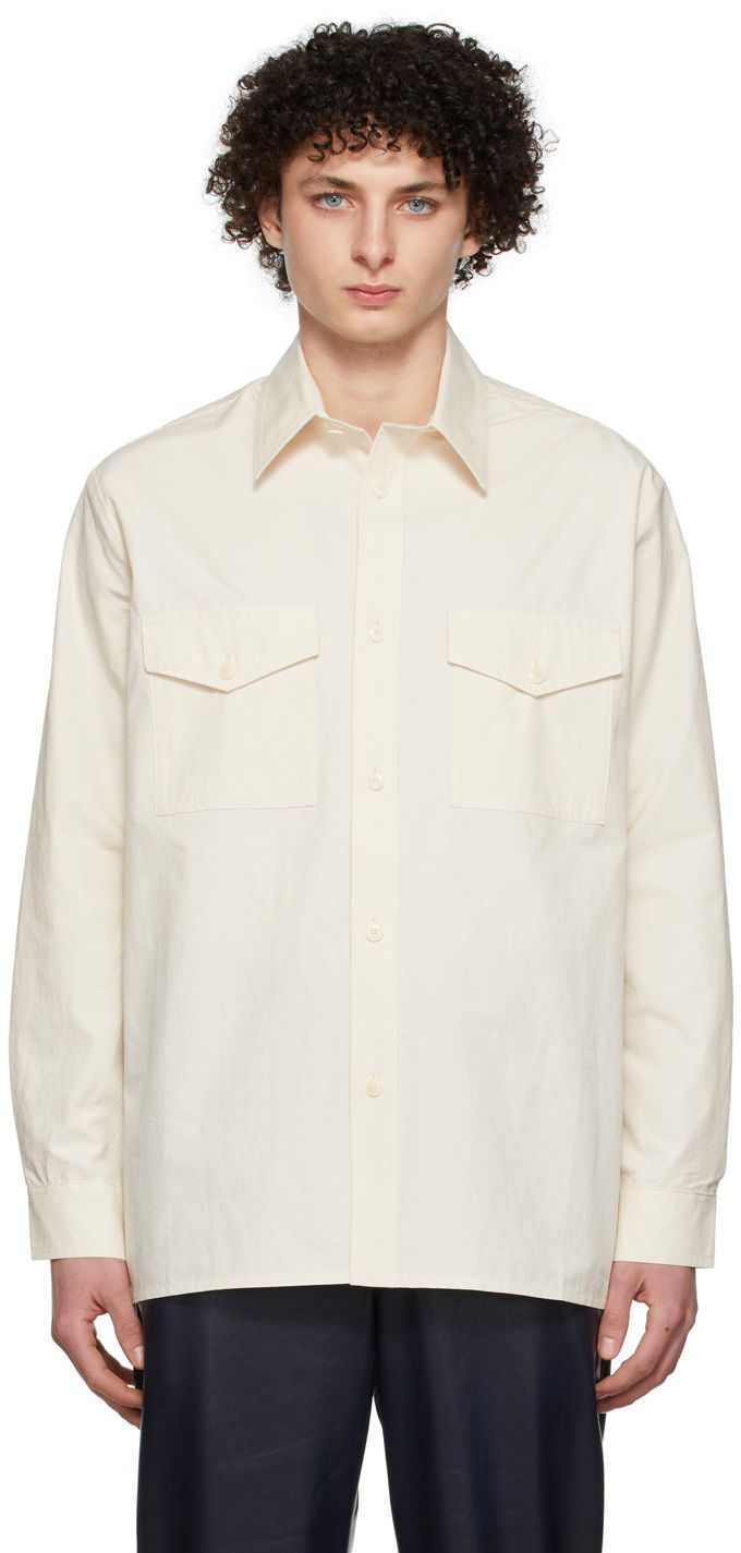 Košulja Nanushka Pocket Cotton Shirt Bijela | NM22RSSH01772