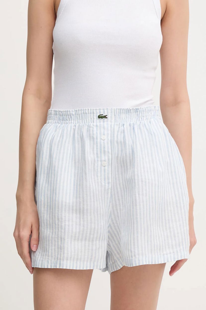 Kratke hlače Lacoste Lacoste High Waist Linen Shorts Plava | FF0226
