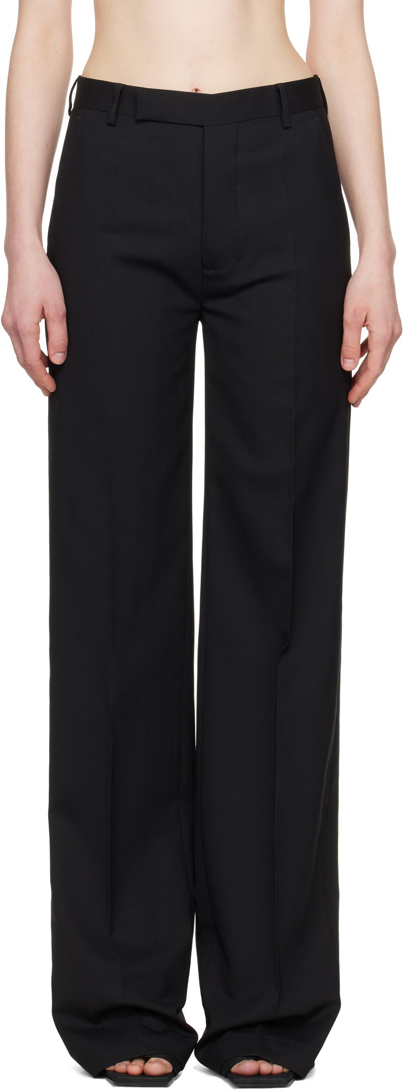 Hlače Rick Owens Rick Owens Hollywood Dietrich Wide-Leg Trousers Crna | RP01E7302 ZL