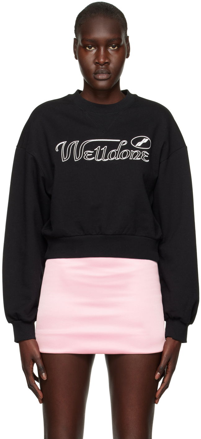Džemper We11done We11done Cropped Sweatshirt Crna | WD-TS3-22-860-W-BK