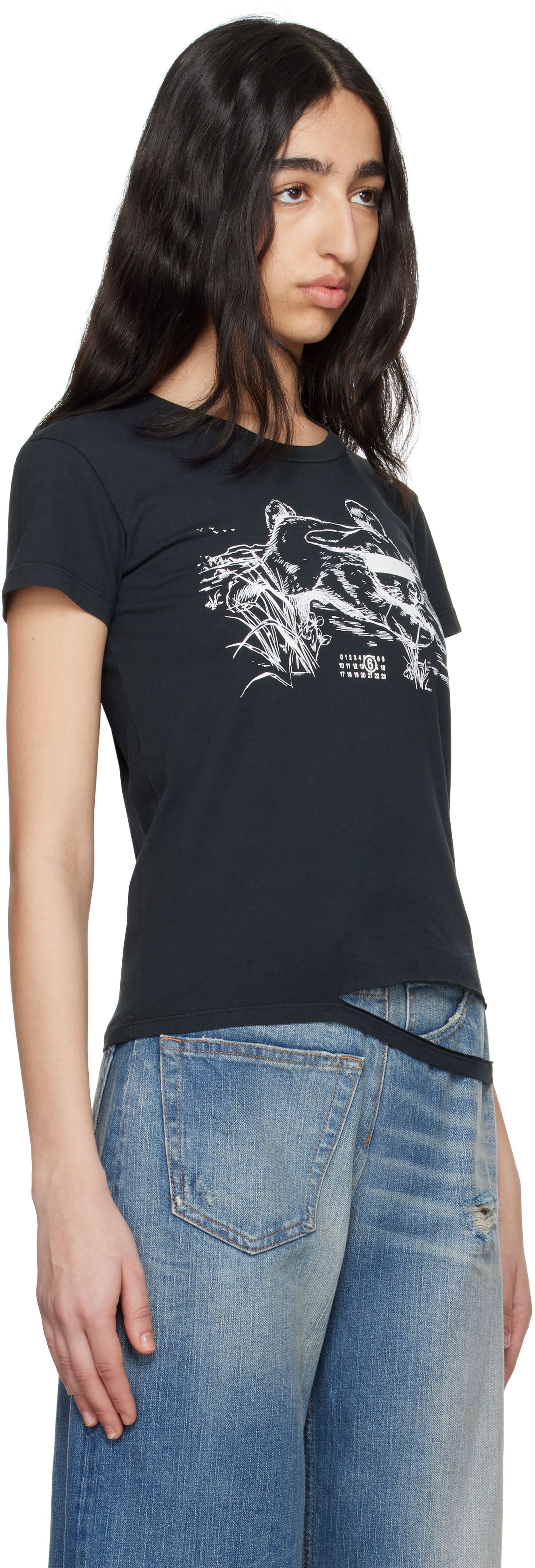 Majica kratkih rukava Maison Margiela MM6 Maison Margiela Rabbit Print T-Shirt Crna | S62GD0199 M20108, 1