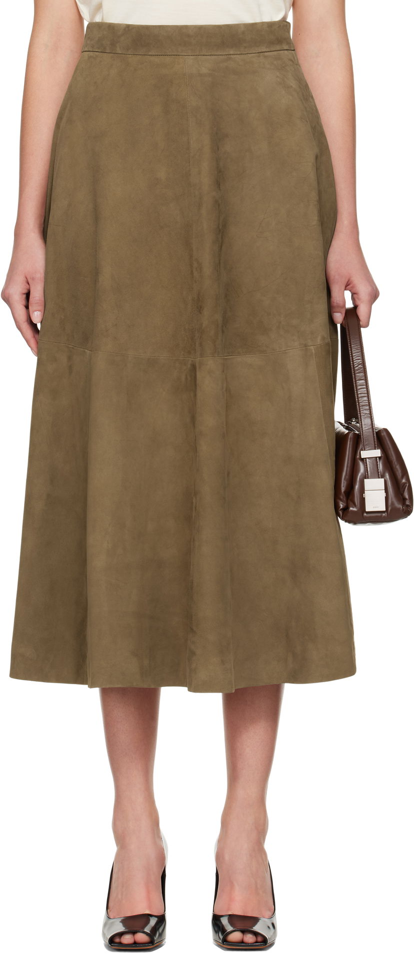 Suknja Róhe Róhe A-Line Suede Midi Skirt Zelena | 414-32-144