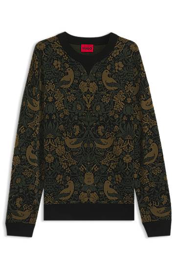 Džemper BOSS Relaxed-Fit Tapestry Jacquard Sweater Zelena | 50543788