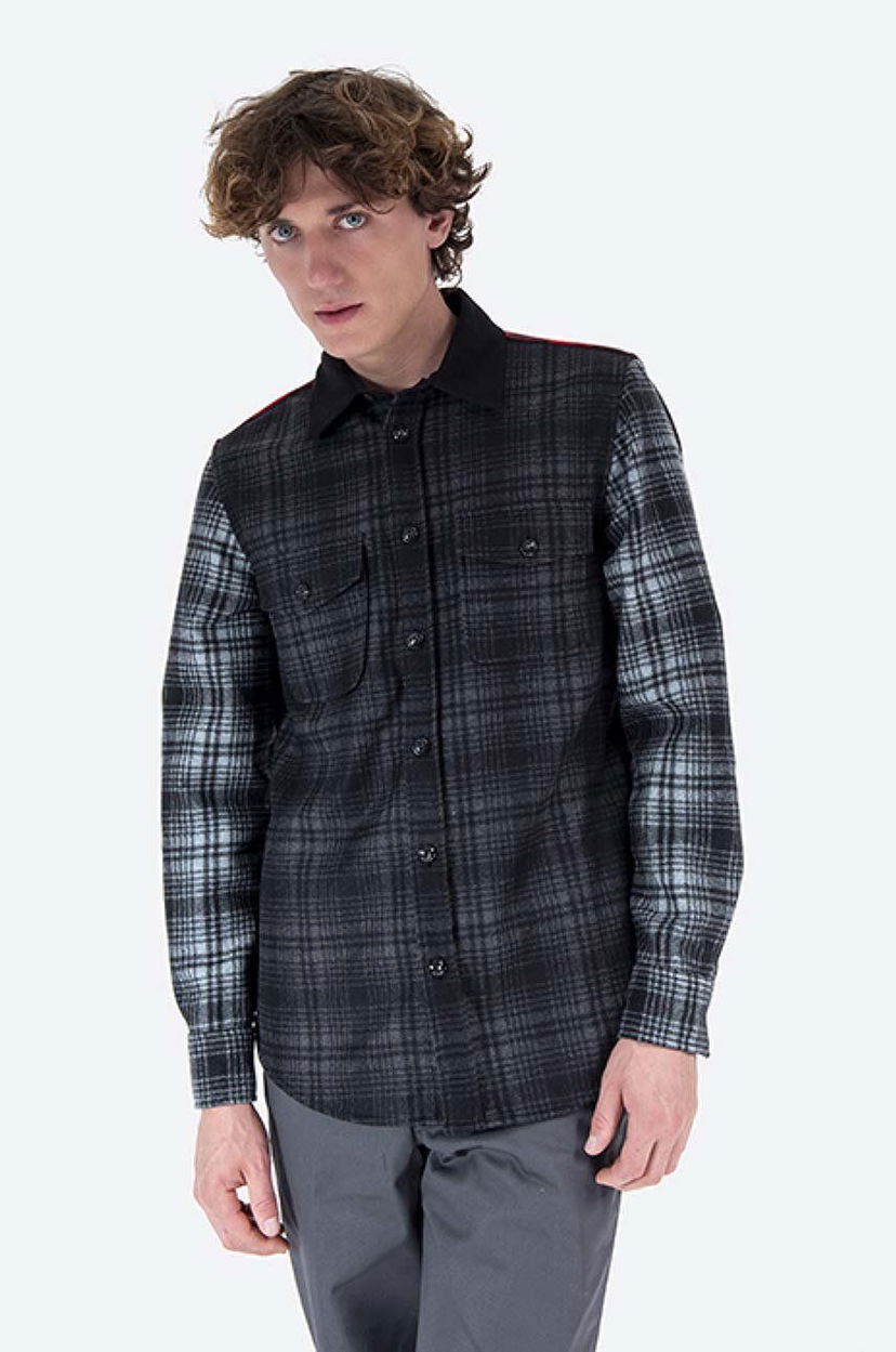 Košulja WOOLRICH Alaskan Melton Wool Shirt Long Sleeve Crna | CFWOOS0051MRUT2355