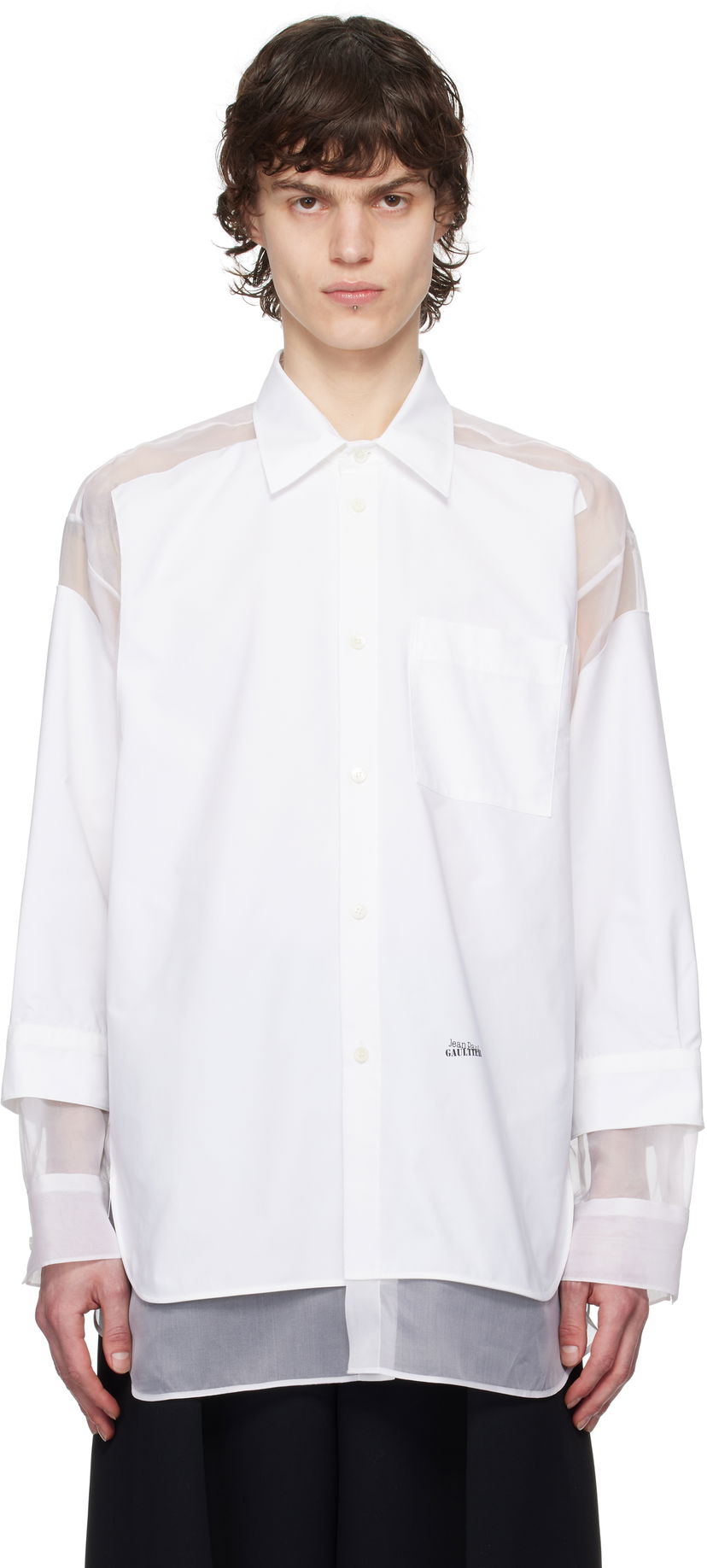 Košulja Jean Paul Gaultier Jean Paul Gaultier 'The Petit Grand' Sheer Panel Shirt Bijela | 25/33-F-CH091I-C075-01
