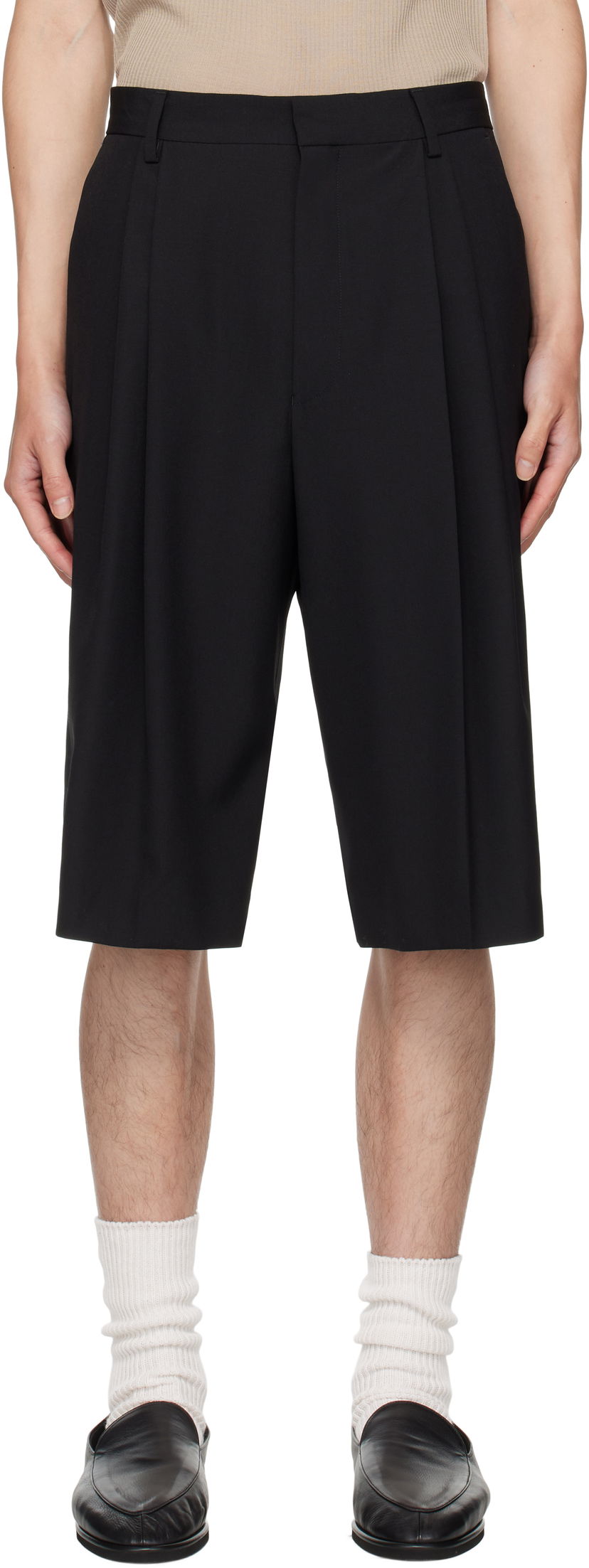 Kratke hlače Dries Van Noten Dries Van Noten Wool Pleated Shorts Crna | 252-020935-2057