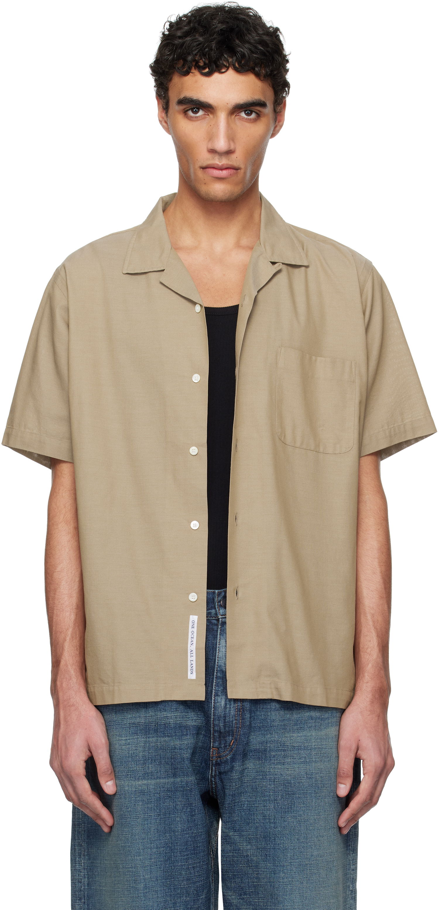 Košulja NANAMICA Nanamica Open Collar Panama Short Sleeve Shirt Bež | S25SG119U, 0