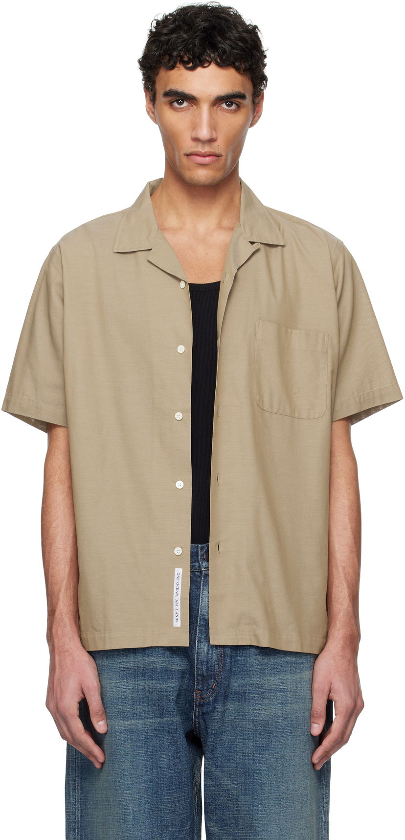 Košulja NANAMICA Nanamica Open Collar Panama Short Sleeve Shirt Bež | S25SG119U