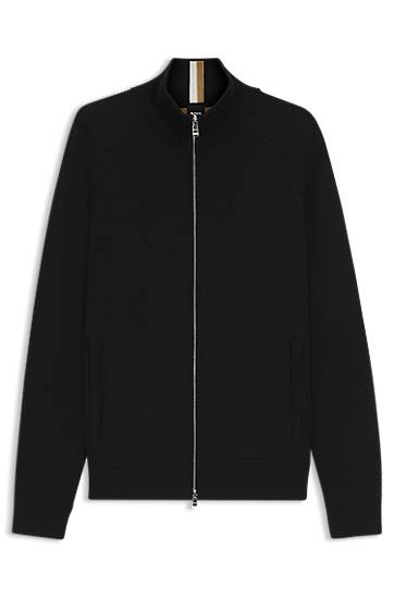 Džemper BOSS Zip-up cardigan in cotton and virgin wool Crna | 50543150