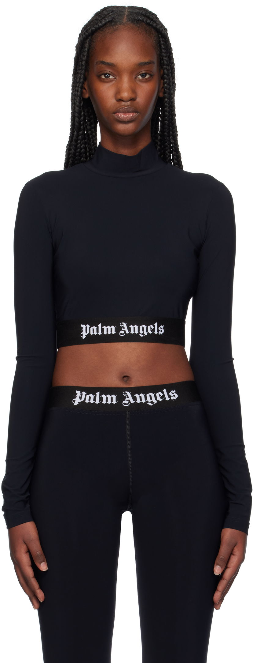 Majica kratkih rukava Palm Angels Mockneck Logo Sport Top Crna | PWVO014C99FAB0021001