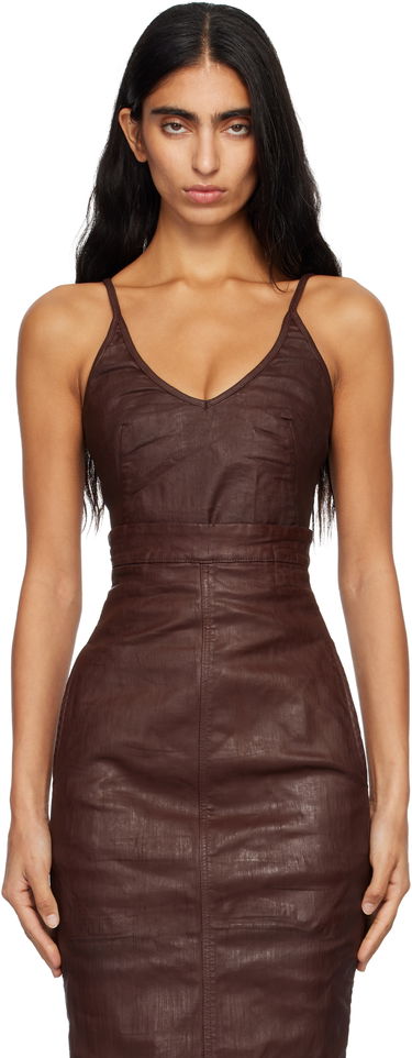Haljina Rick Owens Rick Owens DRKSHDW Concordians Foil Denim Camisole Smeđa | DS02E7132 SDSW, 0