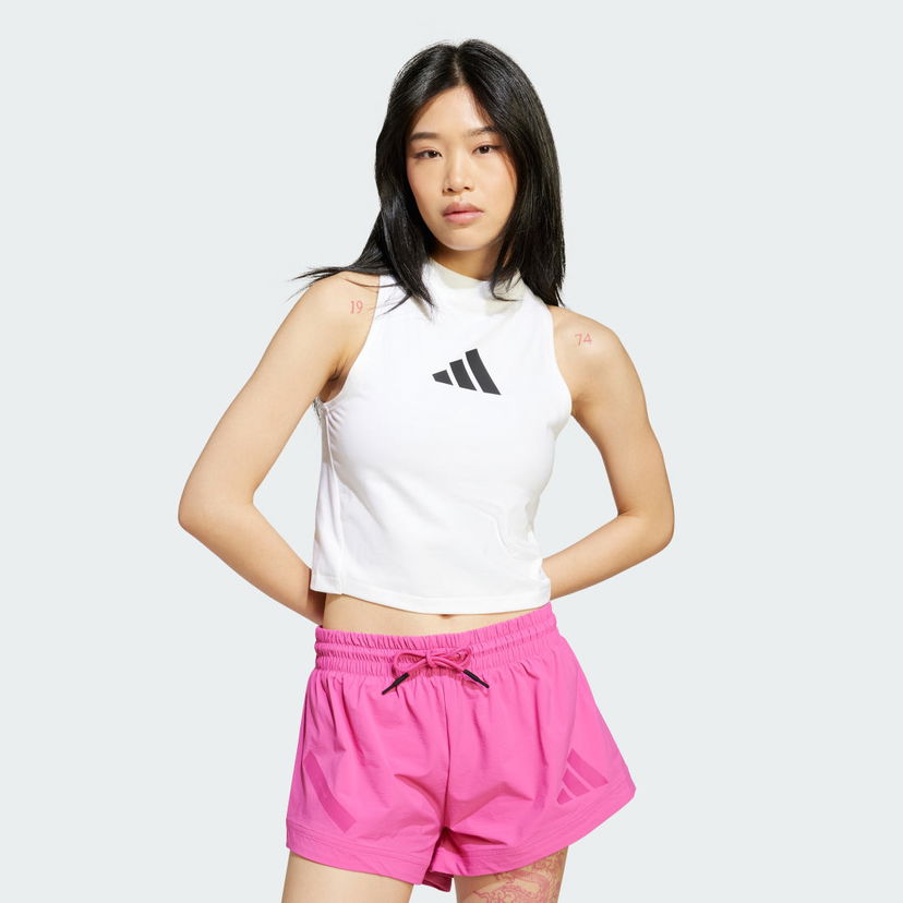 Majica bez rukava adidas Performance Cropped Mock Neck Training Tank Top Bijela | JX4316