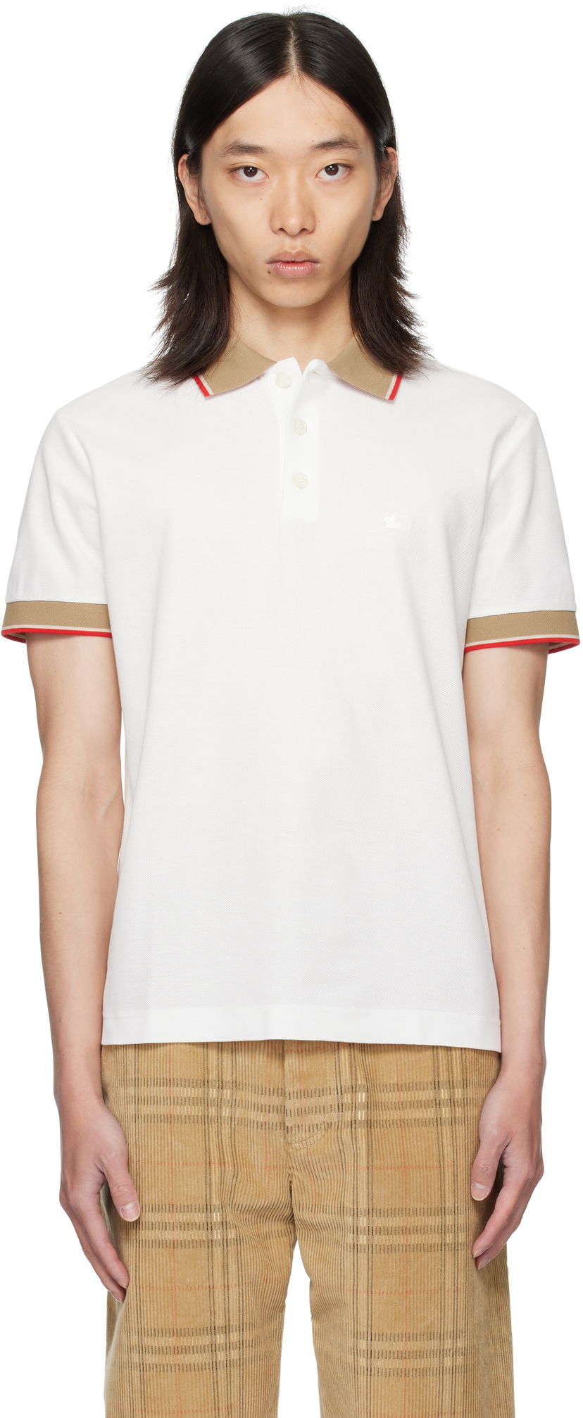 Polo majica Burberry Burberry Logo Collar Polo Bijela | 8110096