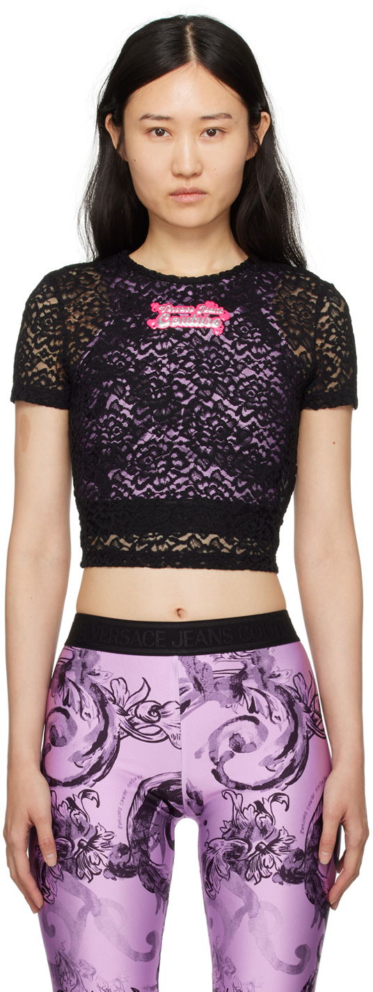 Crop top Versace Patch T-Shirt Crna | E76HAH6B2_EJ0132