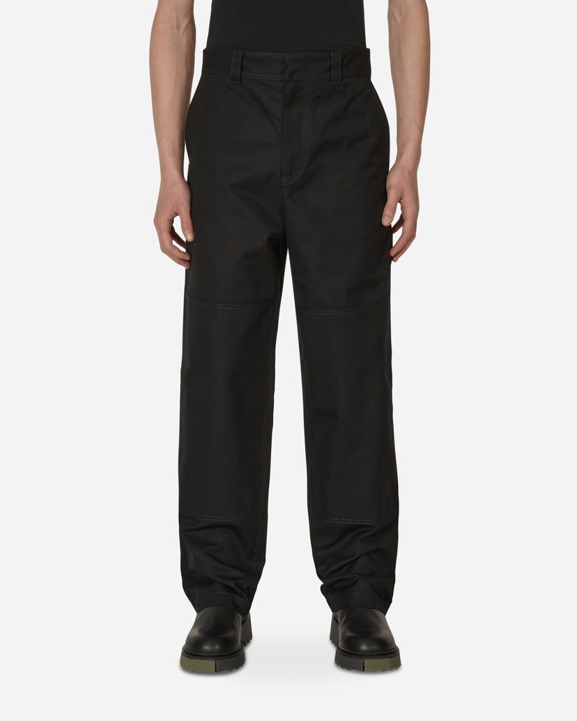 Hlače Off-White Diagonal Pocket Carpenter Pants Black Crna | OMCA207C99FAB001 1001