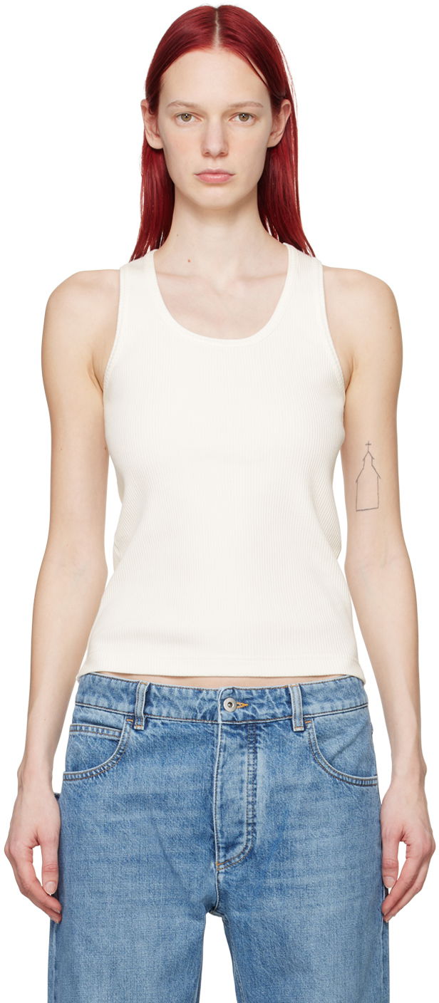Majica bez rukava Bottega Veneta Rib Tank Top Bijela | 789616 V3Z60