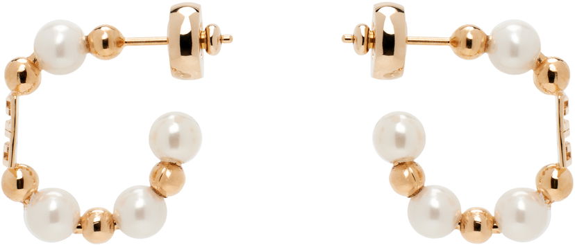 Naušnice Givenchy Pearl & Gold-Tone Hoop Earrings Metalik | BF111PF03U645