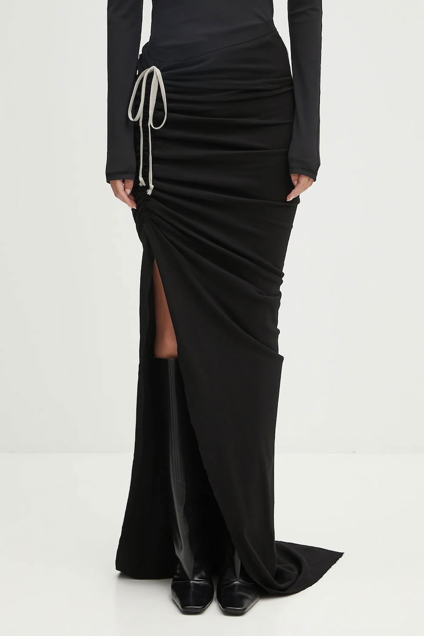 Suknja Rick Owens Rick Owens DRKSHDW Soft Edfu Long Maxi Skirt Crna | DS02E7337.JDB