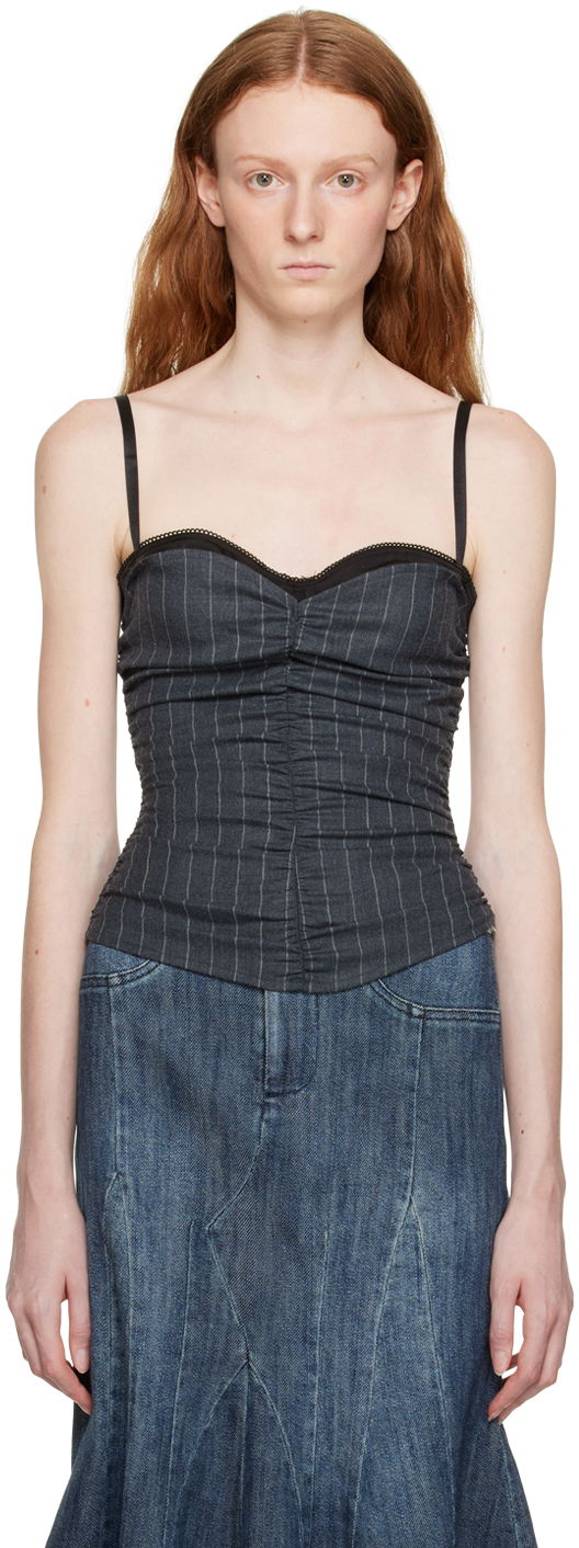 Majica bez rukava Miaou Miaou Renzo Pinstriped Tank Top Siva | 7064PSWBRI