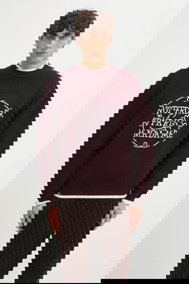 Džemper Drôle de Monsieur Slogan Ribbed Sweater Tamnocrvena | I.PO184.WO007, 0