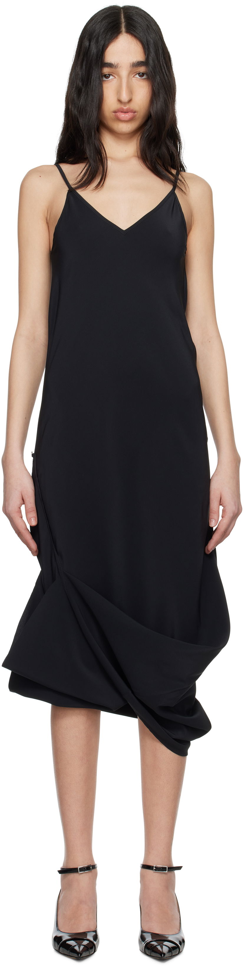 Haljina Maison Margiela MM6 Maison Margiela Silk Maxi Slip Dress Crna | S62DG0047 M35441