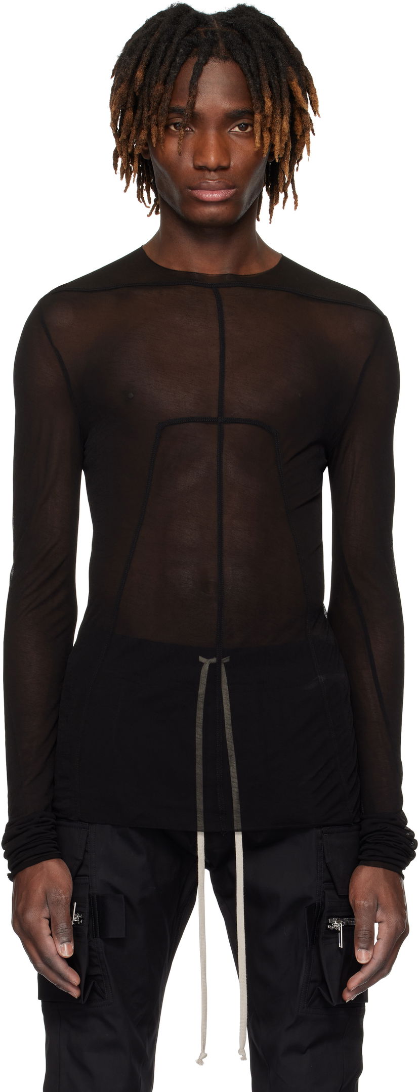 Majica kratkih rukava Rick Owens Rick Owens Hollywood Edfu Mesh T-Shirt Crna | RU01E5271 JCR