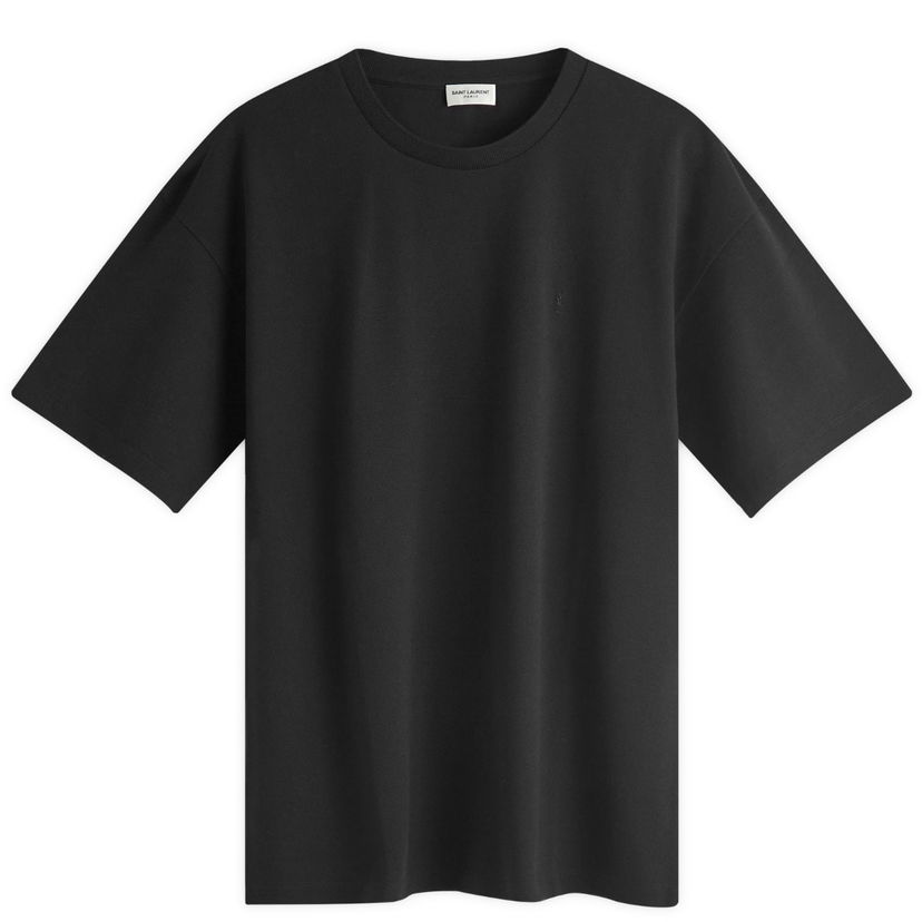 Majica kratkih rukava Saint Laurent Pique Logo T-Shirt Crna | 781566-Y37HC-1000