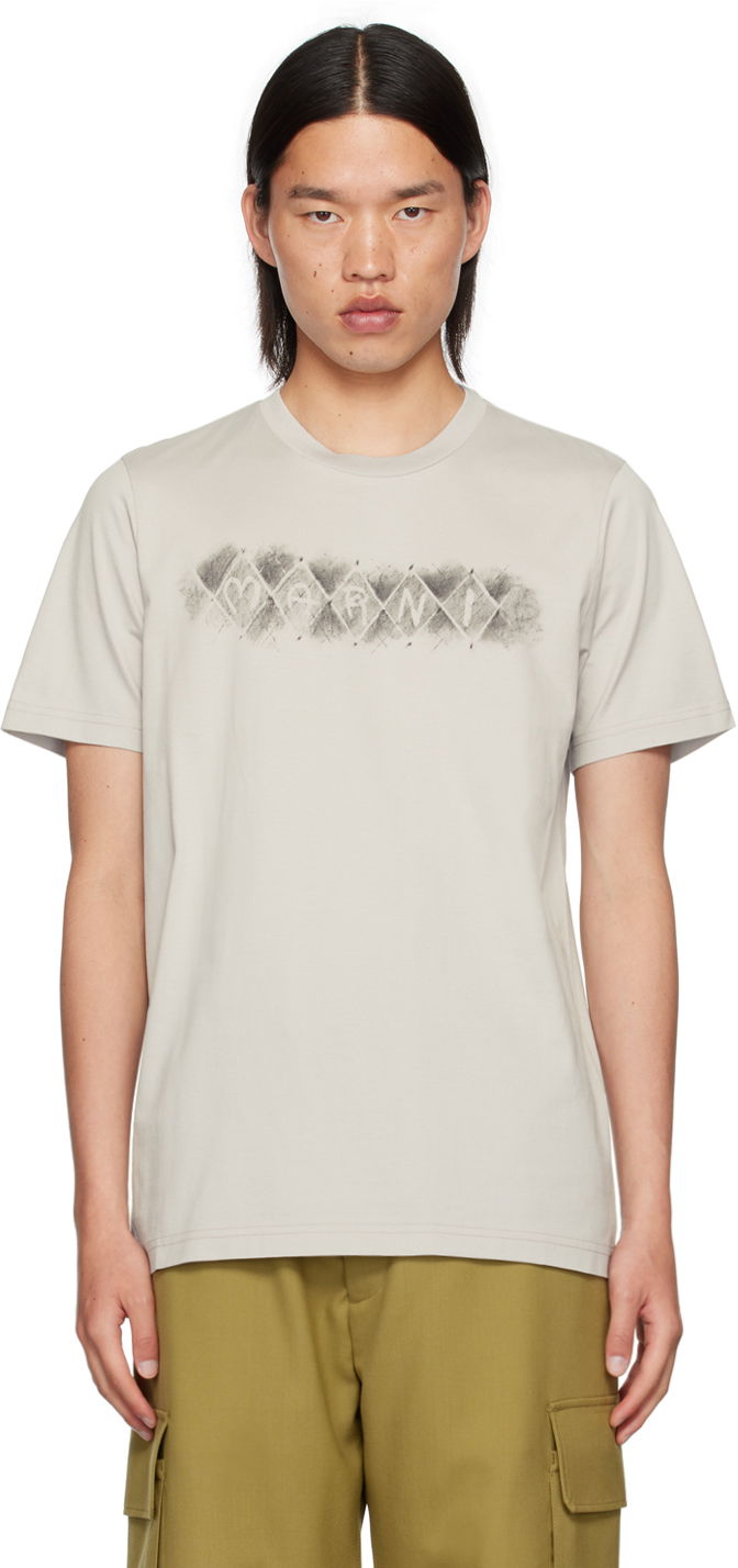 Majica kratkih rukava Marni Argyle Print T-Shirt Bež | HUMU0198PV USCY11