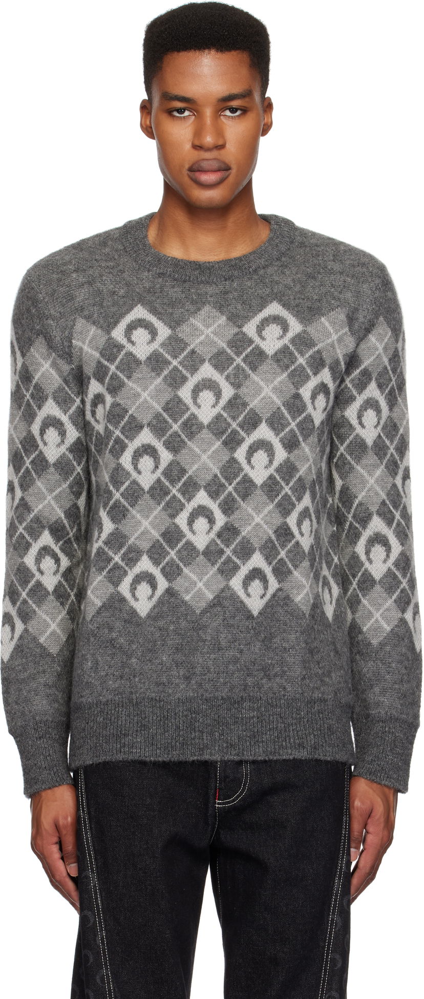 Džemper Marine Serre Argyle Knit Crewneck Sweater Siva | MTK016A CKNI0522