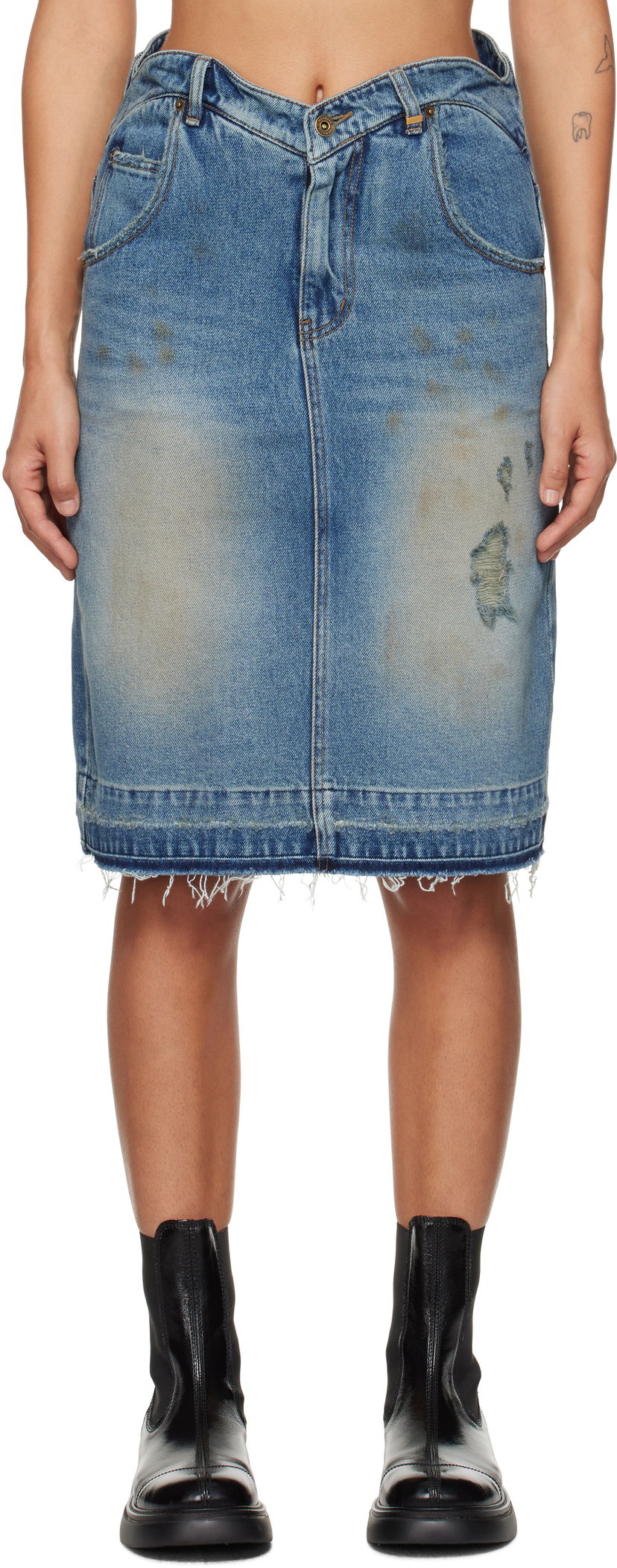 Suknja We11done We11done Heart Denim Midi Skirt Plava | WD-DS3-24-333-W-BL