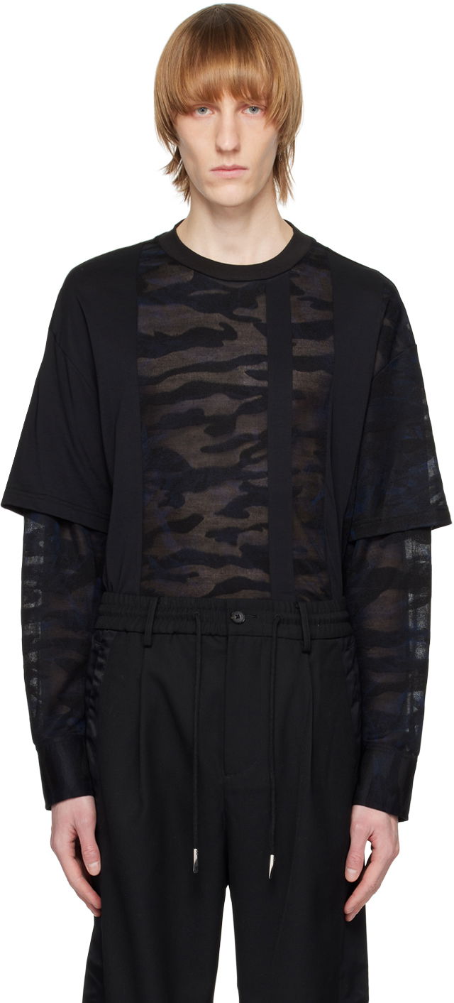 Majica kratkih rukava Feng Chen Wang Feng Chen Wang Camouflage Layered T-Shirt Crna | FMS15SS05