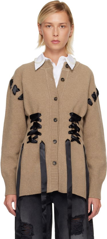 Džemper Simone Rocha Simone Rocha Sculpted Ribbon Corset Cardigan Bež | LMK8 0660, 0