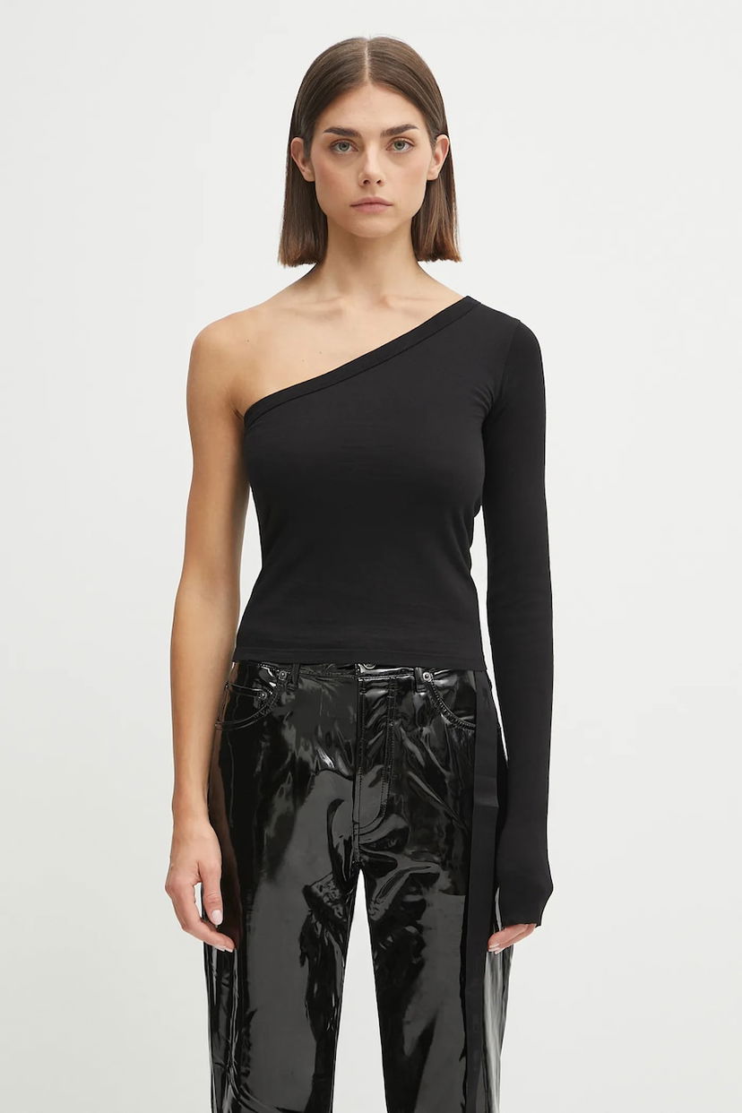 Majica kratkih rukava Rick Owens Rick Owens DRKSHDW Ziggy One-Shoulder Long Sleeve T-Shirt Crna | DS02E7216.RN