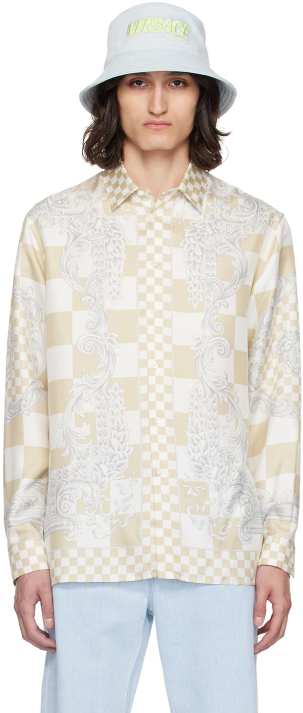 Košulja Versace Beige & White Medusa Contrasto Shirt Bež | 1012141_1A10777