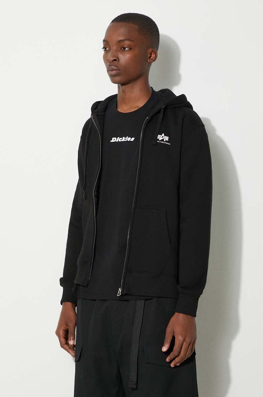 Dukserice Alpha Industries Basic Zip Hoody with Logo Print Crna | 118342.03, 0