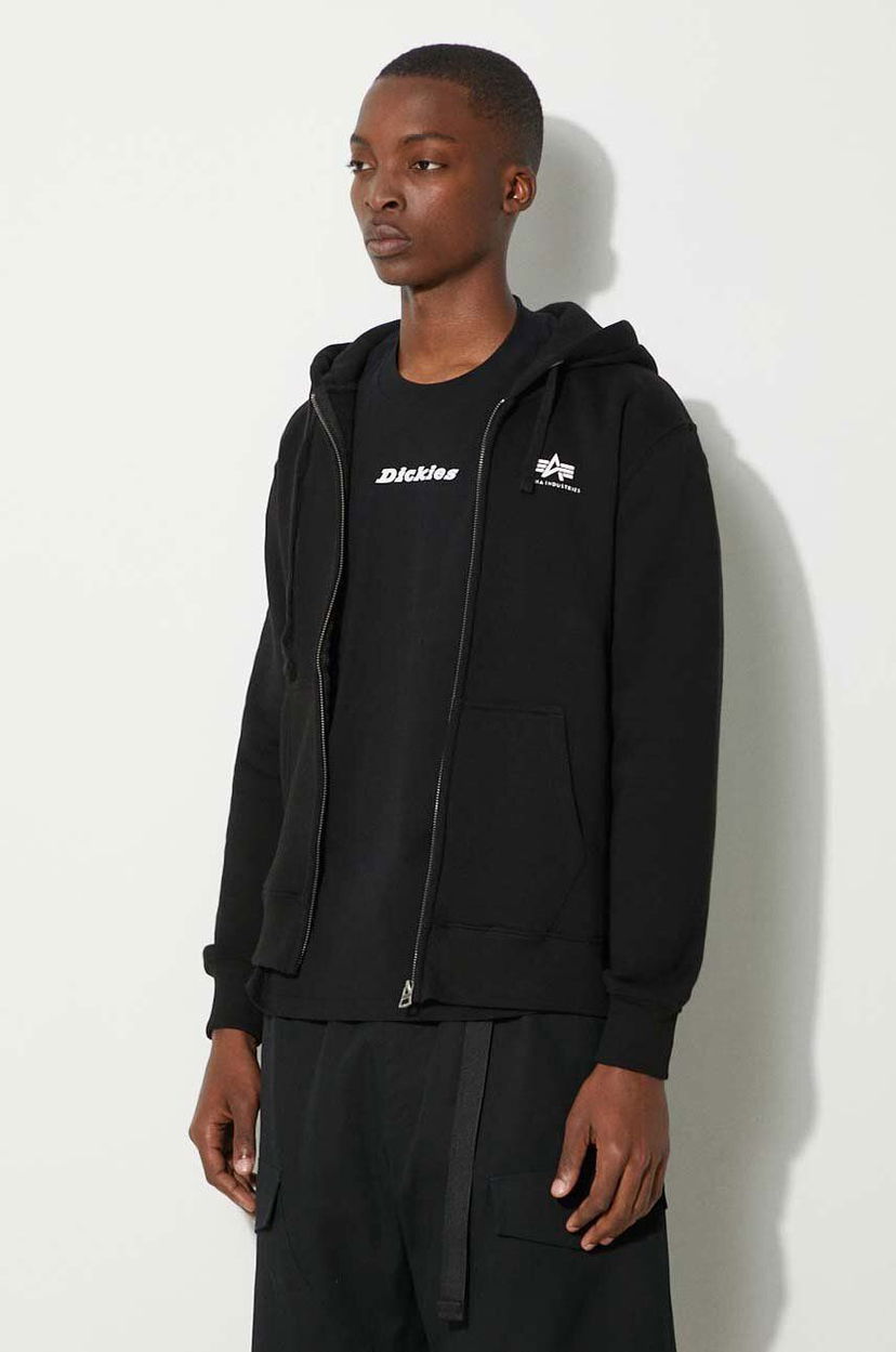 Dukserice Alpha Industries Basic Zip Hoody with Logo Print Crna | 118342.03