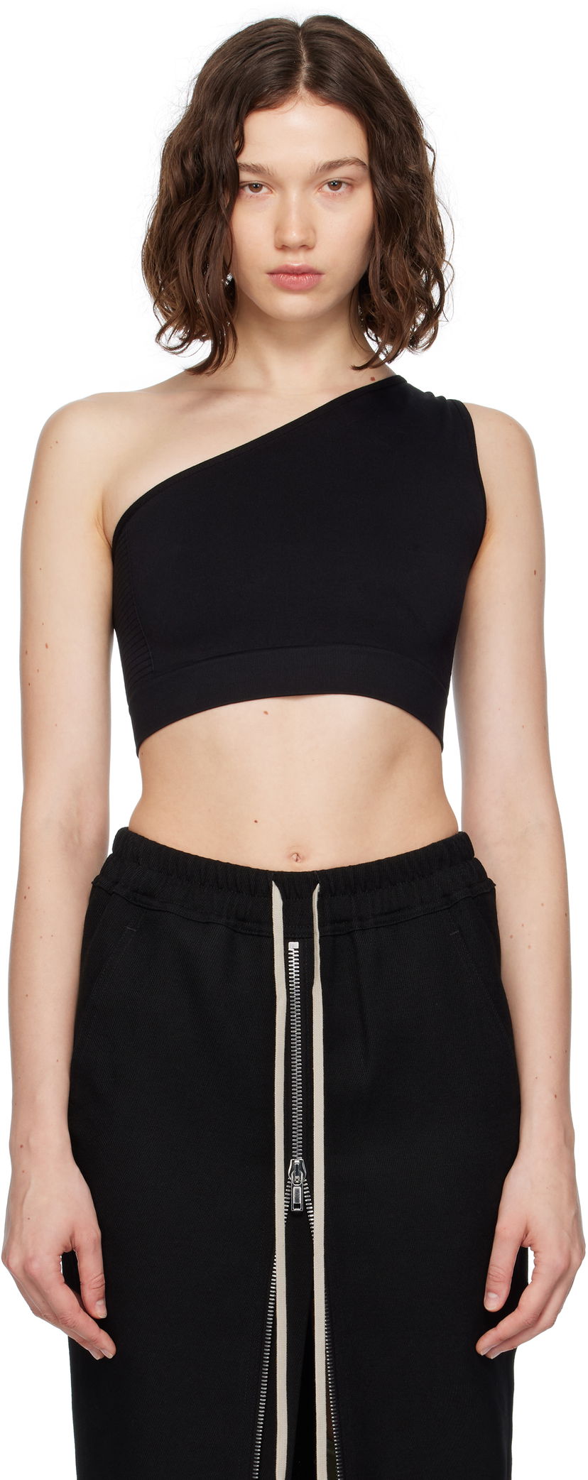 Grudnjak Rick Owens Rick Owens Athena One-Shoulder Sport Bra Crna | RP02E4692 KSP