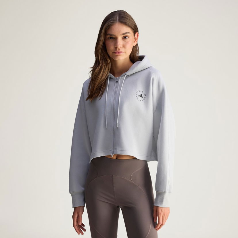 Dukserice adidas Performance Stella McCartney Sportswear Cropped Full-Zip Hoodie Siva | JW4689