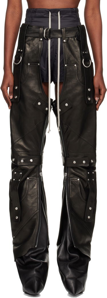 Hlače Rick Owens Concordians Leo Prothmann Edition Chaps Leather Trousers Crna | RO02E4436 LNV, 0