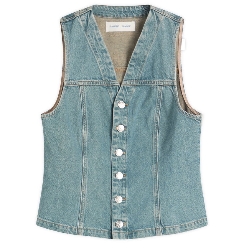 Prsluk Samsoe Samsoe Sabeth Denim Vest, Size Medium Plava | F25200020-CLR002159